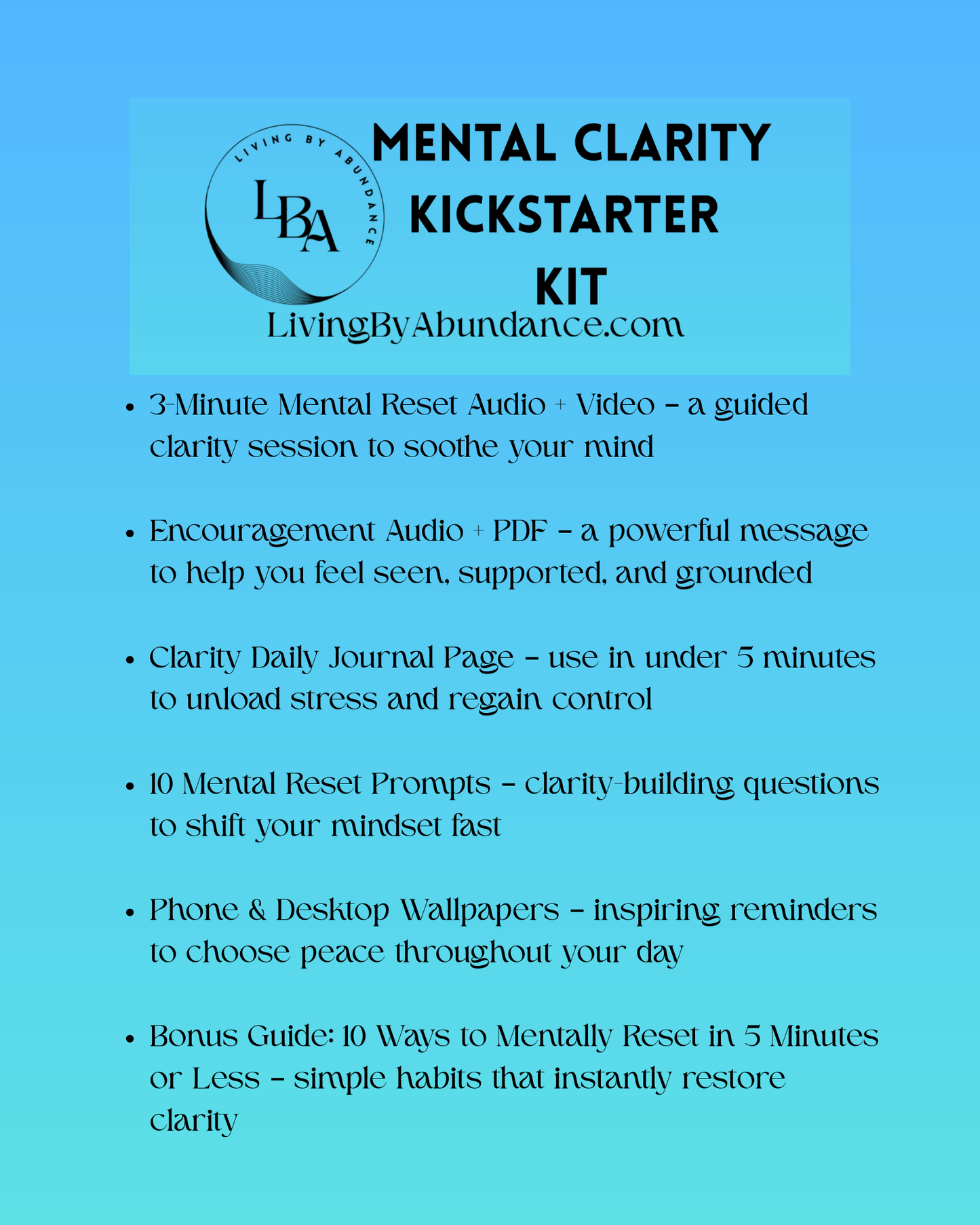 Living By Abundance™ Mental Clarity Kickstart Kit